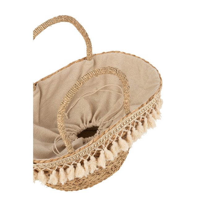 J-Line strandtas kwastjes wit riet 49x24x46cm 3005592 large
