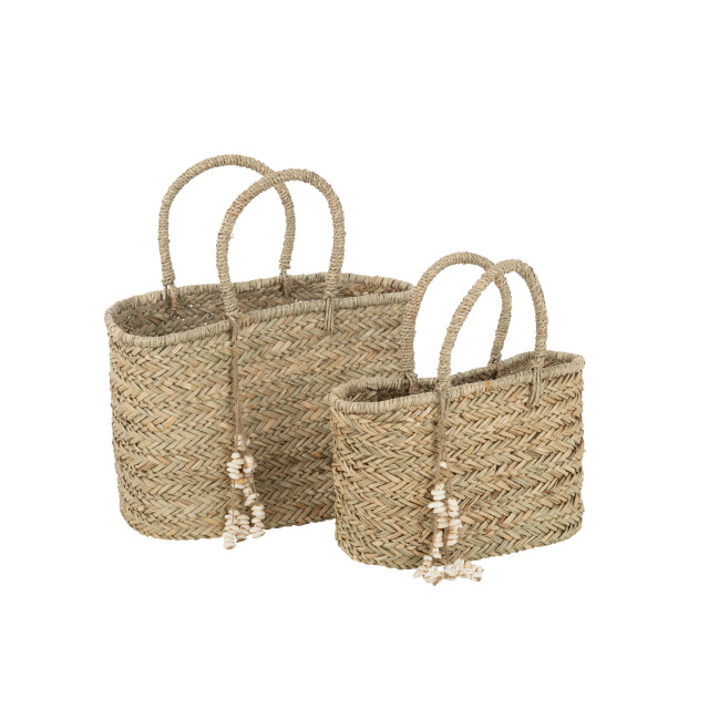J-Line strandtas schelpen jute large 46x25x51cm 3008232 large