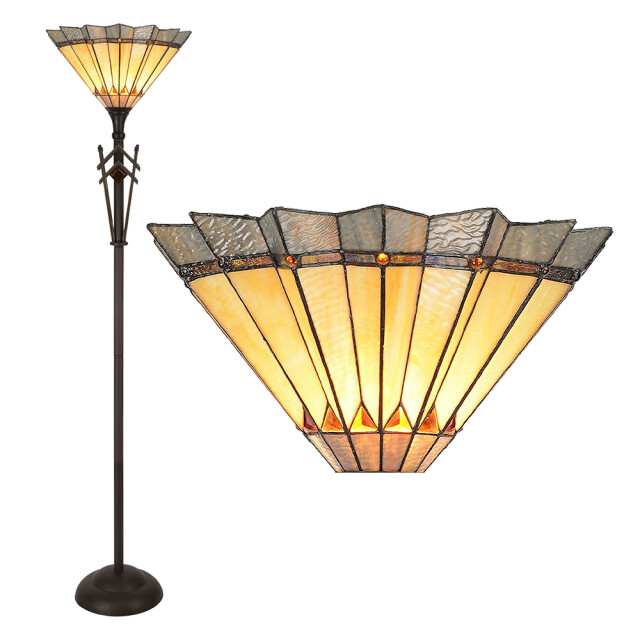 LumiLamp Tiffany vloerlamp Ø 45x182 cm bruin glas staande lamp 1088535 large