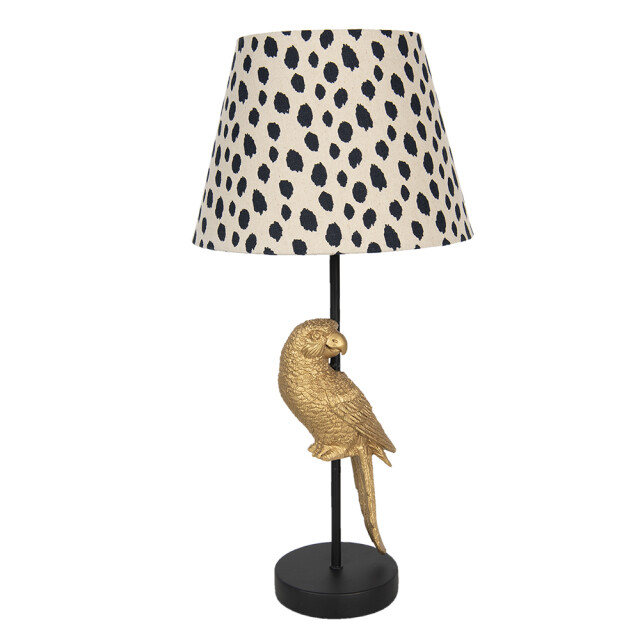 Clayre & Eef Tafellamp papegaai Ø 25x51 cm beige zwart kunststof rond 1254150 large