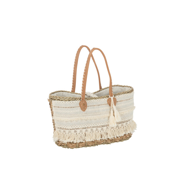 J-Line strandtas kant+kwast jute naturel/ small 49.5x24x28cm 3008214 large