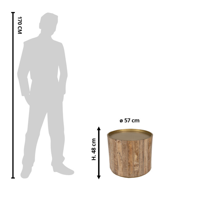 Clayre & Eef Bijzettafel Ø 57x48 cm hout ijzer rond 2339691 large