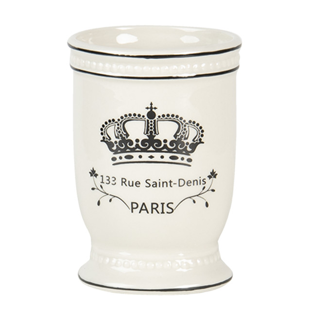 Clayre & Eef Badkamerset set van 4 zwart keramiek kroon paris badkamer 1301460 large