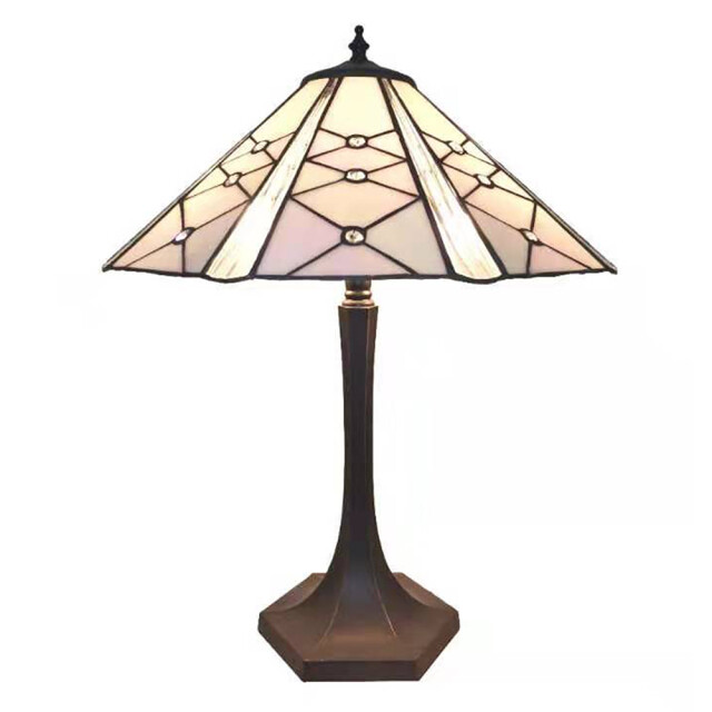 LumiLamp Tiffany tafellamp Ø 42x54 cm wit glas zink tiffany bureaulamp 2073255 large