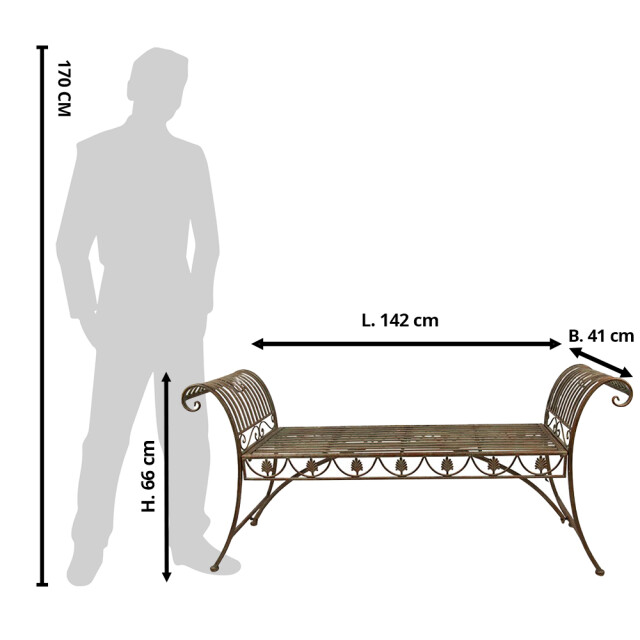 Clayre & Eef Tuinbank 142x41x66 cm ijzer bank buiten 2071874 large