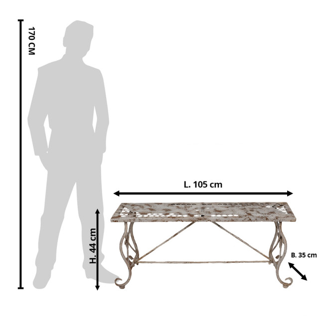 Clayre & Eef Tuinbank 105x35x44 cm bruin ijzer 2927772 large