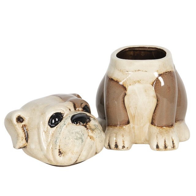 Clayre & Eef Beeld hond 20x18x26 cm beige keramiek beeld decoratie 1174091 large