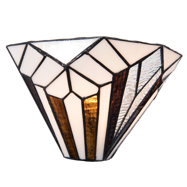 LumiLamp Wandlamp tiffany 31x16x16 cm bruin metaal glas driehoek muurlamp 1088572 large