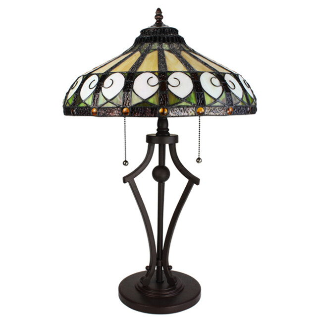 LumiLamp Tiffany tafellamp Ø 41x64 cm groen glas rond tiffany bureaulamp 2201439 large