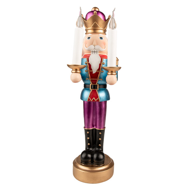 Clayre & Eef Beeld notenkraker 41 cm paars polyresin kerstdecoratie 2047919 large