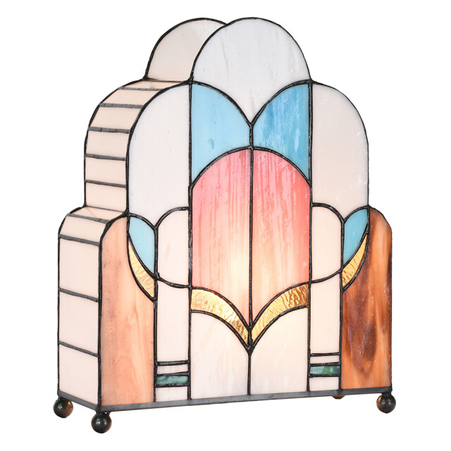 LumiLamp Tiffany tafellamp 30x4x25 cm roze glas tiffany bureaulamp 1980483 large