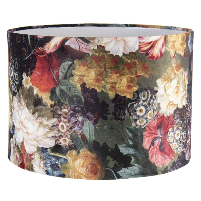 Clayre & Eef Lampenkap hanglamp Ø 34x24 cm zwart geel textiel rond bloemen 1325885 large