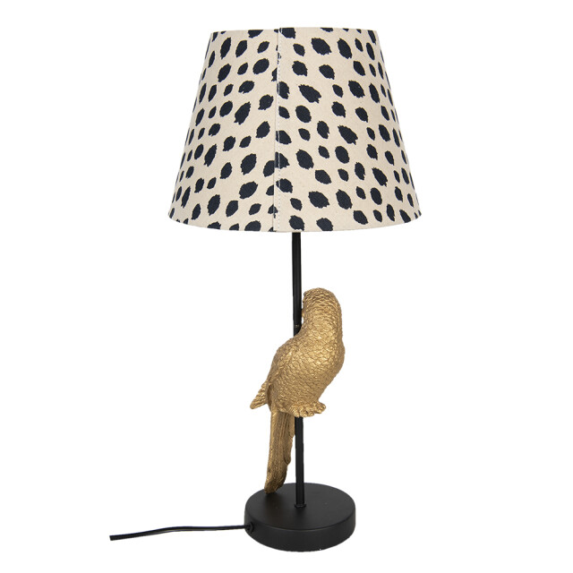 Clayre & Eef Tafellamp papegaai Ø 25x51 cm beige zwart kunststof rond 1254150 large