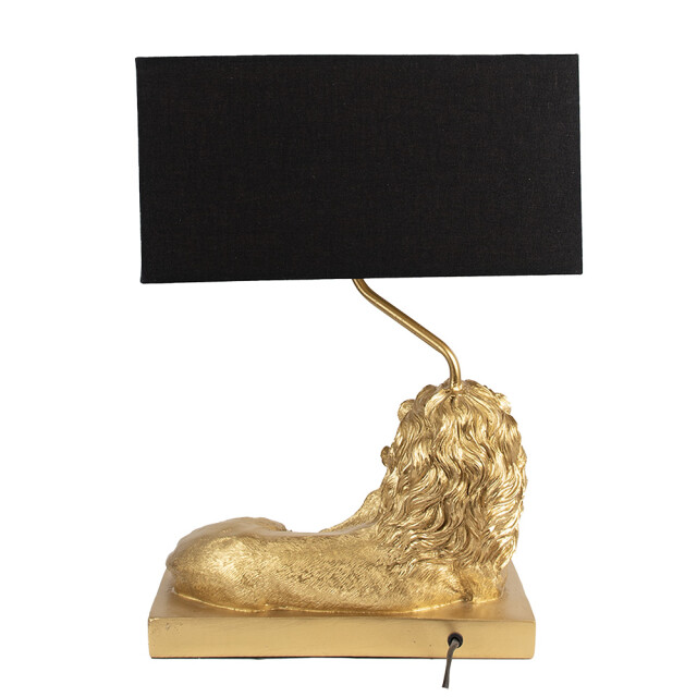 Clayre & Eef Tafellamp leeuw 32x22x44 cm zwart kunststof bureaulamp 2582266 large