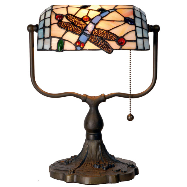 LumiLamp Tiffany tafellamp 27x20x36 cm bruin metaal glas vlinder tiffany 1088415 large