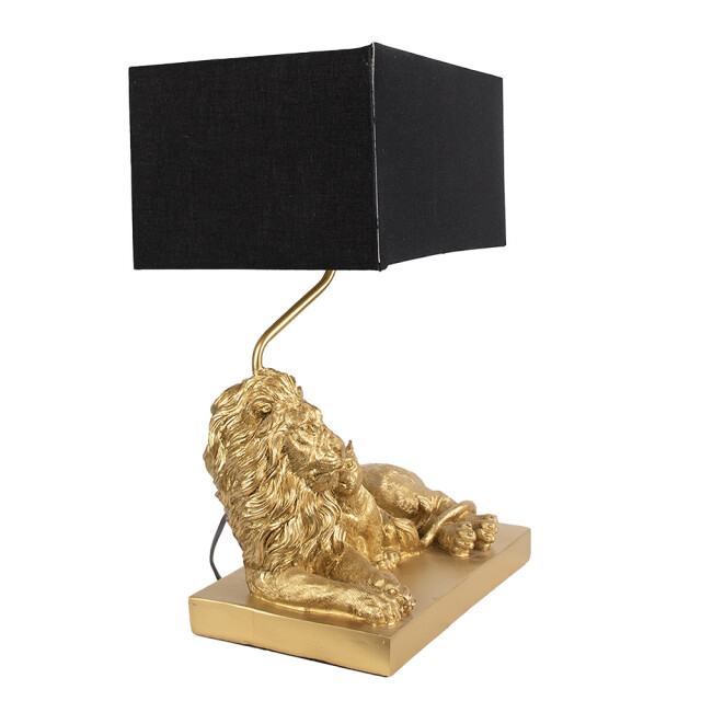 Clayre & Eef Tafellamp leeuw 32x22x44 cm zwart kunststof bureaulamp 2582266 large
