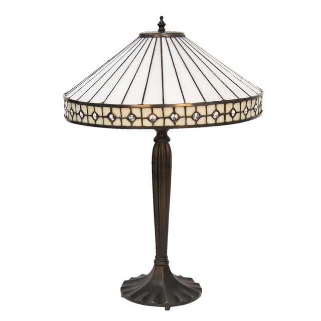LumiLamp Tiffany tafellamp Ø 40x58 cm beige glas tiffany bureaulamp 1088636 large