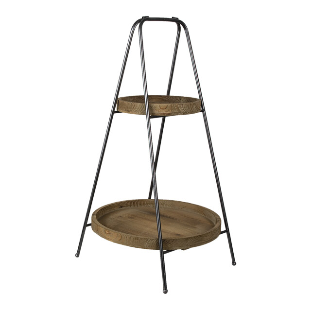 Clayre & Eef Etagère 2 laags Ø 49x74 cm ijzer rond fruitschaal etagère 1494560 large
