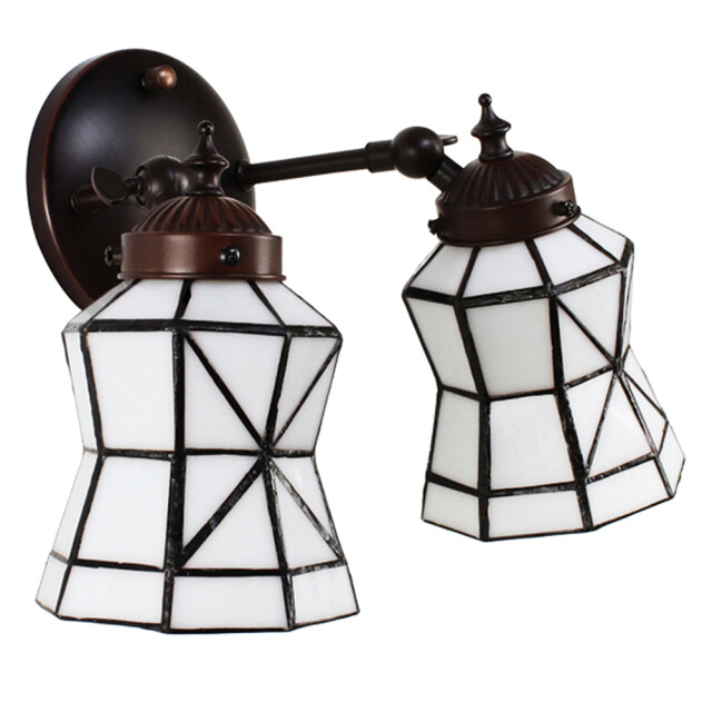 LumiLamp Wandlamp tiffany 30x23x23 cm bruin glas metaal muurlamp 1945243 large
