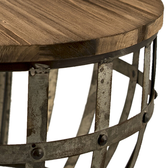 Clayre & Eef Bijzettafel 45x28x45 cm hout ijzer rond 1089236 large