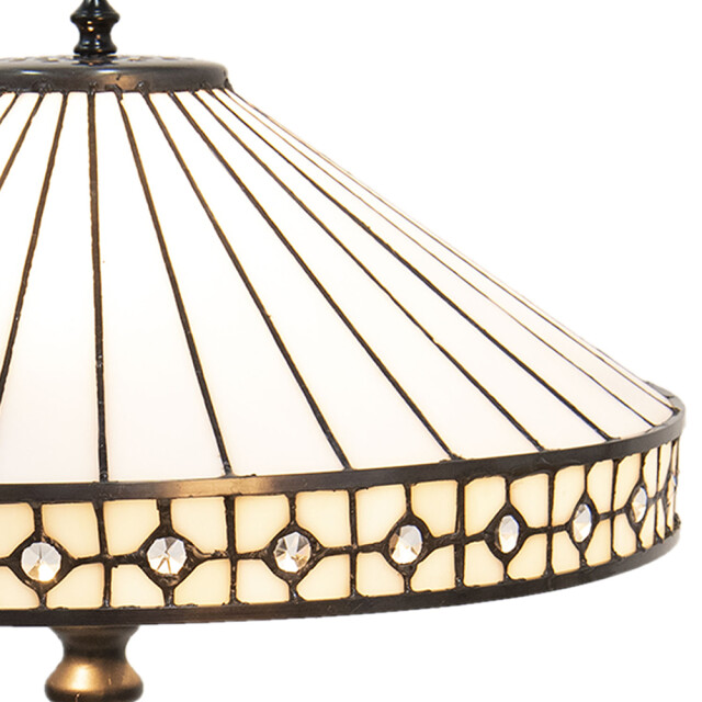 LumiLamp Tiffany tafellamp Ø 40x58 cm beige glas tiffany bureaulamp 1088636 large