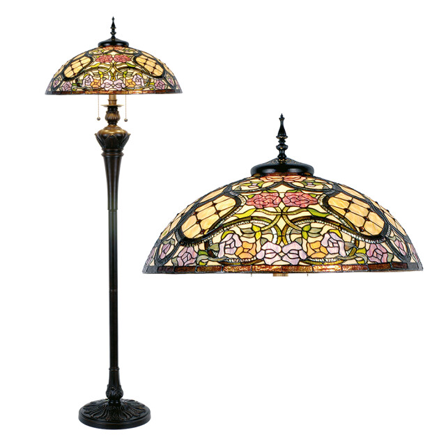 LumiLamp Tiffany vloerlamp Ø 55x150 cm roze kunststof glas halfrond 1088496 large