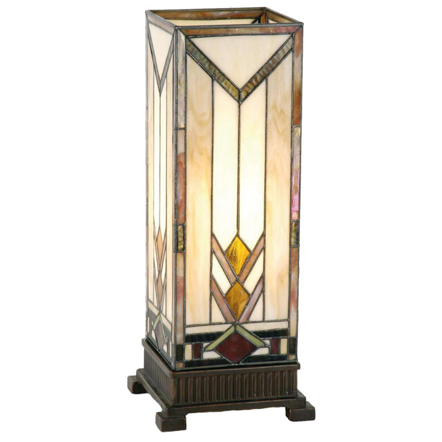 LumiLamp Tiffany tafellamp 18x18x45 cm geel glas rechthoek tiffany 1088691 large