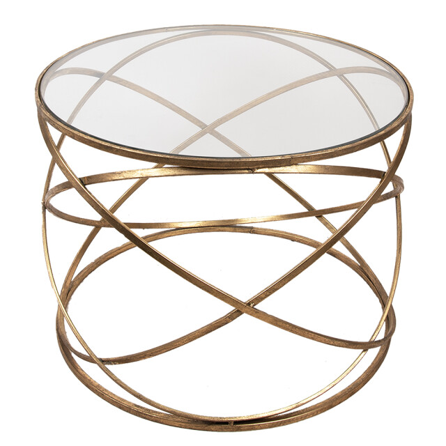 Clayre & Eef Bijzettafel Ø 65x49 cm ijzer glas rond 2233438 large