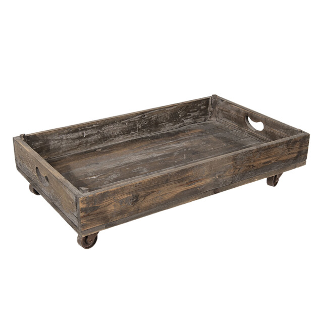 Clayre & Eef Decoratie dienblad op wielen 73x44x16 cm hout metaal 1088336 large