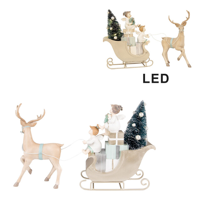 Clayre & Eef Beeld hert 26 cm groen polyresin kerstdecoratie 2072077 large
