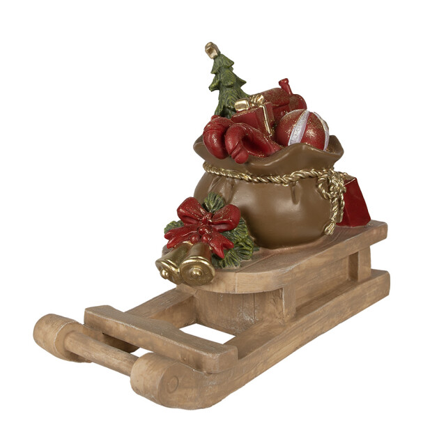 Clayre & Eef Beeld slee 38x16x29 cm polyresin kerstdecoratie 2584606 large