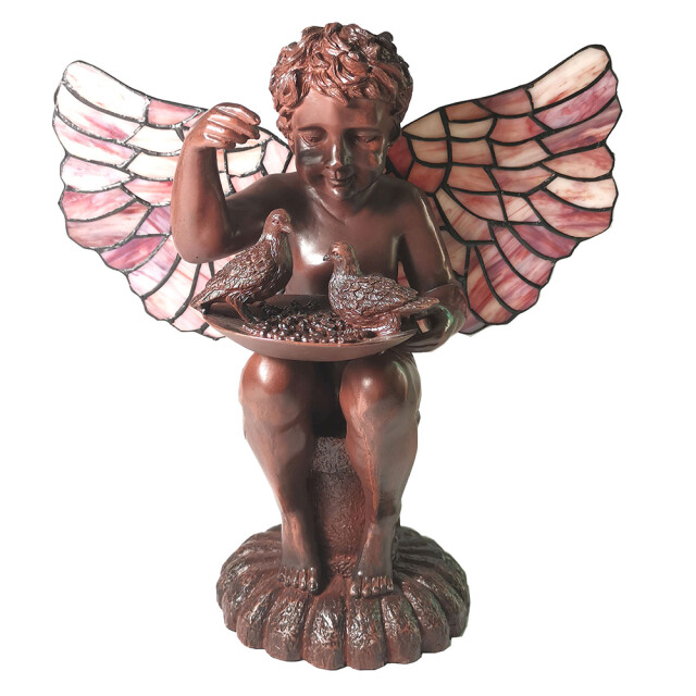 LumiLamp Tiffany tafellamp engel 41x26 cm roze glas tiffany lampen 1269789 large