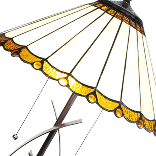 LumiLamp Tiffany tafellamp Ø 41x69 cm bruin glas kunststof rond tiffany 2201443 large