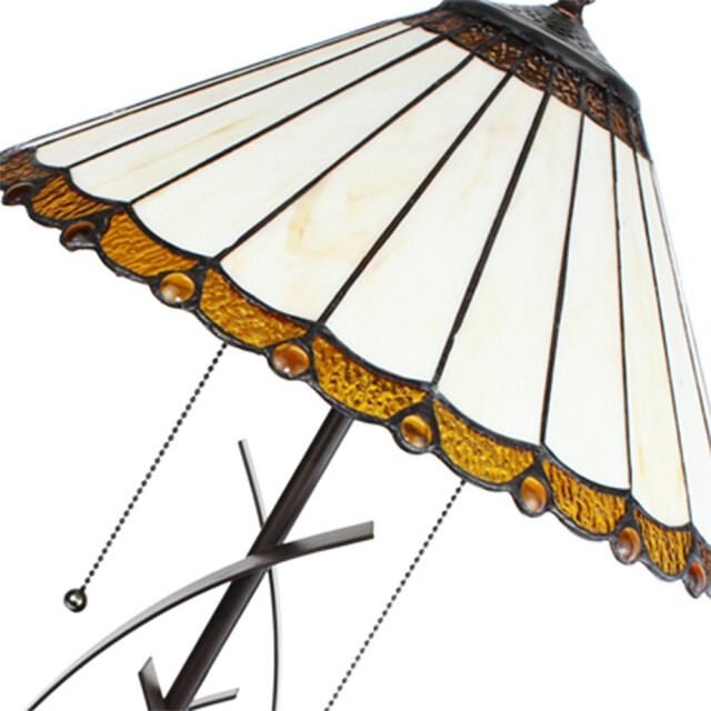 LumiLamp Tiffany tafellamp Ø 41x69 cm bruin glas kunststof rond tiffany 2201443 large