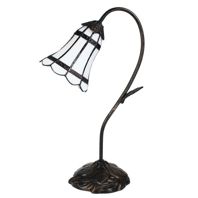 LumiLamp Tiffany tafellamp 48 cm wit glas tiffany bureaulamp 2035464 large