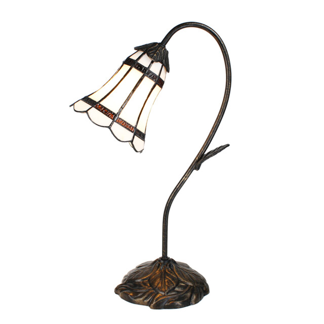 LumiLamp Tiffany tafellamp 48 cm wit glas tiffany bureaulamp 2035464 large