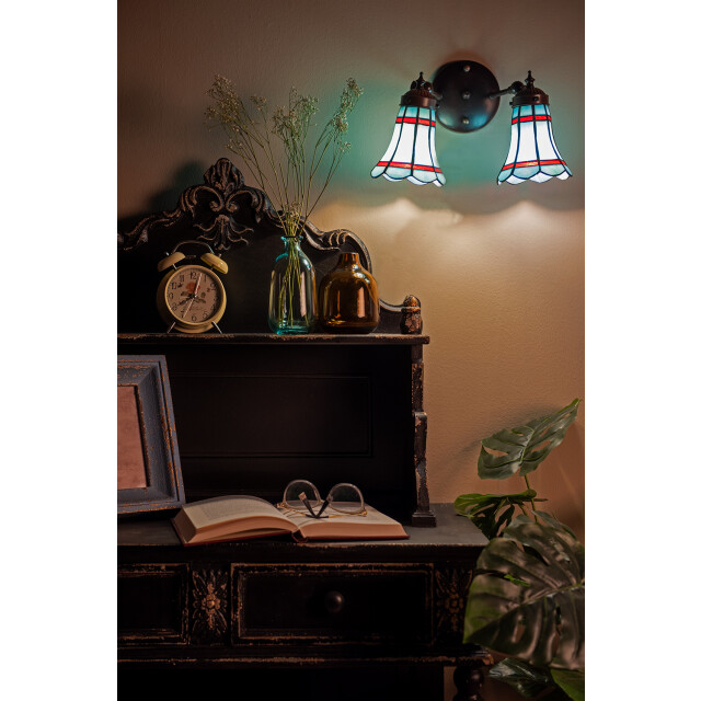 LumiLamp Wandlamp tiffany 30x23x23 cm rood glas metaal muurlamp 1945244 large