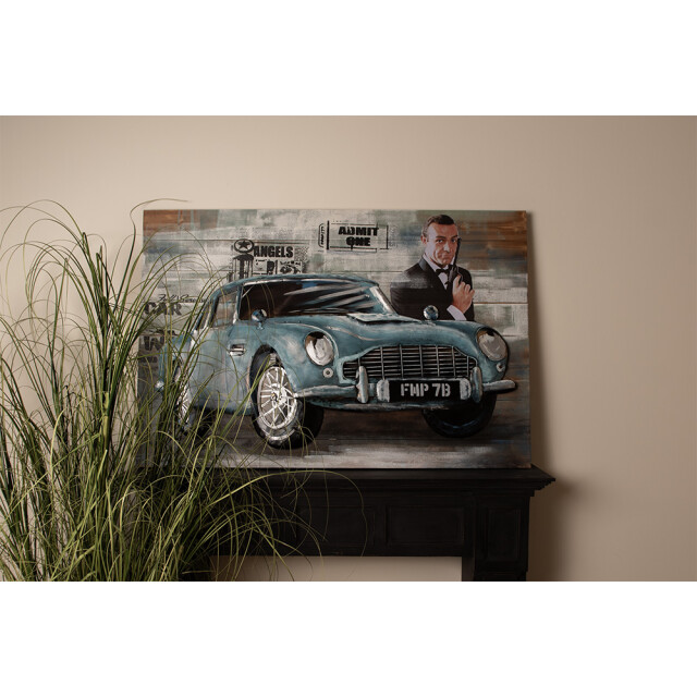 Clayre & Eef 3d schilderijen metaal 120x80 cm groen ijzer hout auto 2827650 large