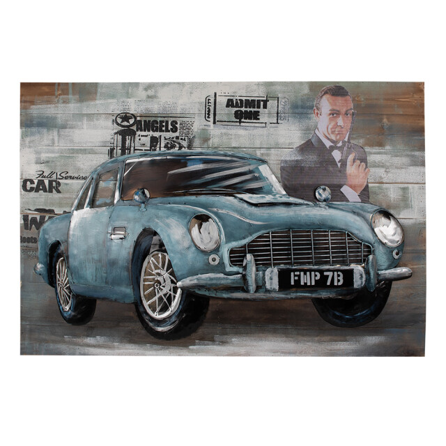 Clayre & Eef 3d schilderijen metaal 120x80 cm groen ijzer hout auto 2827650 large