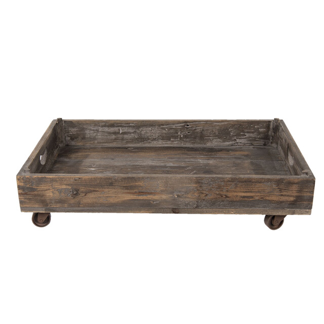 Clayre & Eef Decoratie dienblad op wielen 73x44x16 cm hout metaal 1088336 large