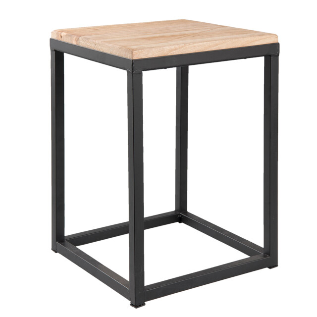 Clayre & Eef Bijzettafel set van 2 ijzer hout vierkant sidetable 1106270 large