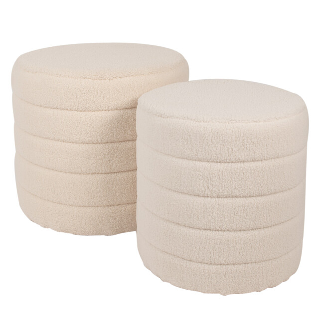 Clayre & Eef Hocker set van 2 Ø 50x45 / Ø 40x40 cm hout textiel rond 2704950 large