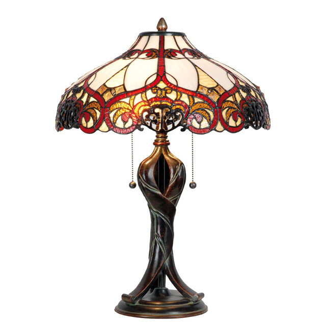 LumiLamp Tiffany tafellamp Ø 41x56 cm rood glas driehoek tiffany 1088517 large