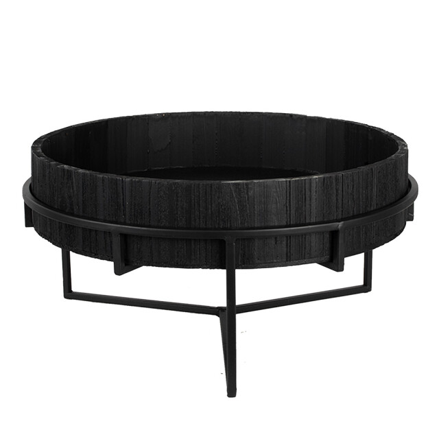 Clayre & Eef Plantentafel Ø 41x20 cm ijzer hout rond bijzettafel 2733728 large