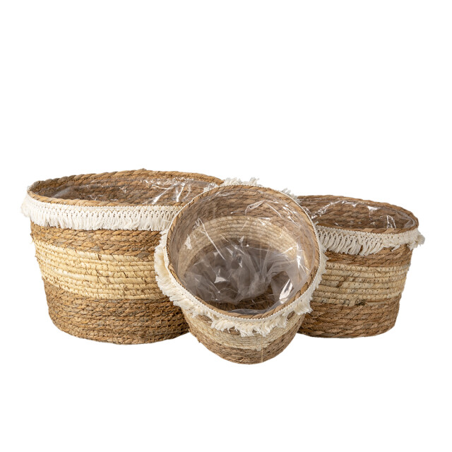 Clayre & Eef Opbergmand set van 3 Ø 32 Ø 28 Ø 24 cm stro rond 1407424 large