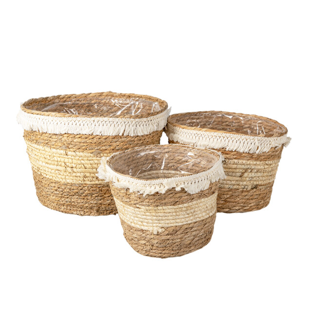 Clayre & Eef Opbergmand set van 3 Ø 32 Ø 28 Ø 24 cm stro rond 1407424 large