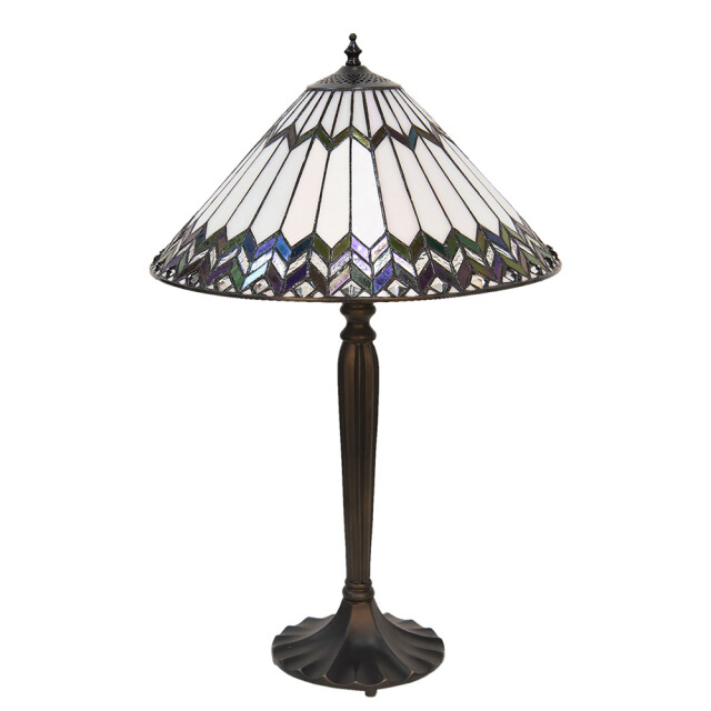 LumiLamp Tiffany tafellamp Ø 40x62 cm bruin glas tiffany bureaulamp 1088637 large