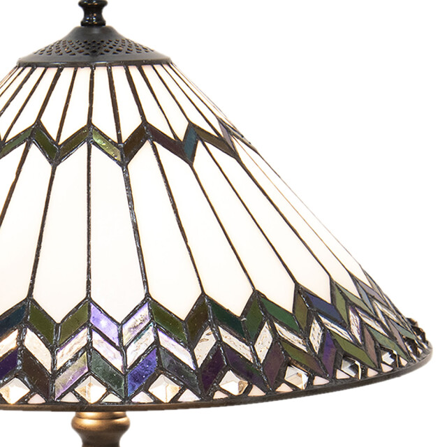 LumiLamp Tiffany tafellamp Ø 40x62 cm bruin glas tiffany bureaulamp 1088637 large