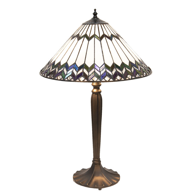 LumiLamp Tiffany tafellamp Ø 40x62 cm bruin glas tiffany bureaulamp 1088637 large