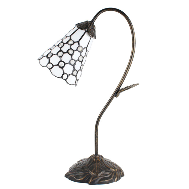 LumiLamp Tiffany tafellamp 48 cm wit glas tiffany bureaulamp 2035462 large